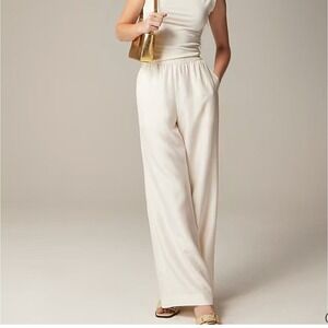 J CREW stratus pant textured satin small cream